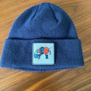 Nike Kids Blue Beanie with Basketball Patch